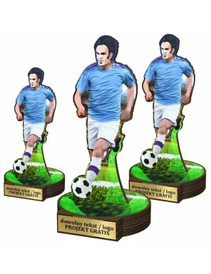 Komplet statuetek z drewna PIŁKA NOŻNA Piłkarz 30-25-22cm