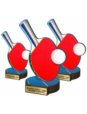 Komplet statuetek z drewna TENIS STOŁOWY 30-25-22cm