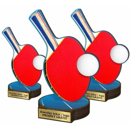 Komplet statuetek z drewna TENIS STOŁOWY 30-25-22cm