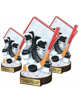 Komplet statuetek z drewna HOKEJ 30-25-22cm