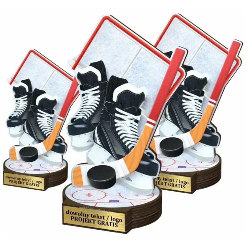 Komplet statuetek z drewna HOKEJ 30-25-22cm Komplet statuetek z drewna HOKEJ 30-25-22cm