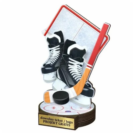 Komplet statuetek z drewna HOKEJ 30-25-22cm