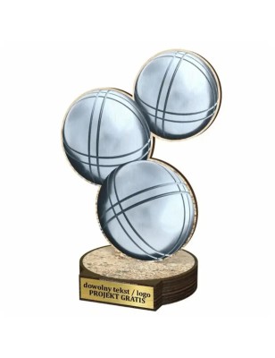 Komplet statuetek z drewna BOULE Bule Petanque 30-25-22cm