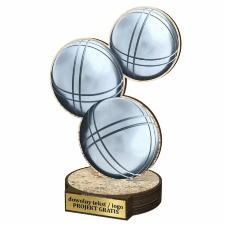 Komplet statuetek z drewna BOULE Bule Petanque 30-25-22cm