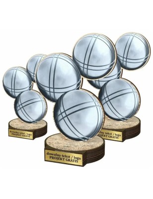 Komplet statuetek z drewna BOULE Bule Petanque 30-25-22cm