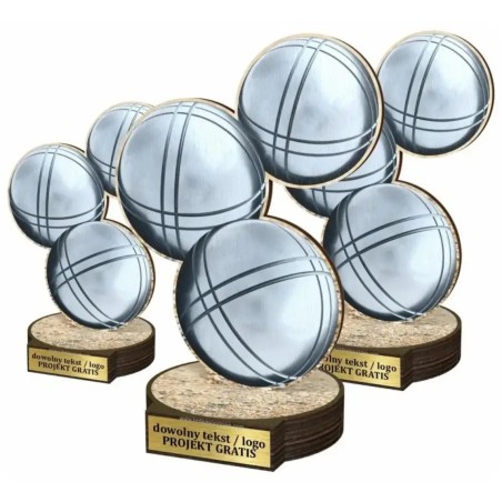 Komplet statuetek z drewna BOULE Bule Petanque 30-25-22cm