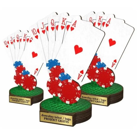 Komplet statuetek z drewna GRY KARCIANE 30-25-22cm