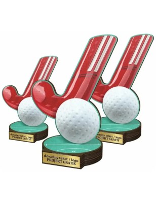 Komplet statuetek z drewna HOKEJ NA TRAWIE 30-25-22cm