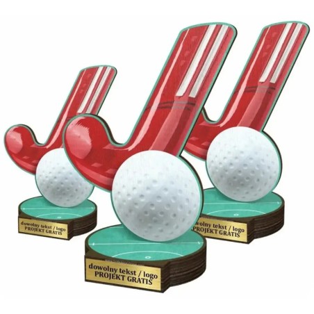 Komplet statuetek z drewna HOKEJ NA TRAWIE 30-25-22cm