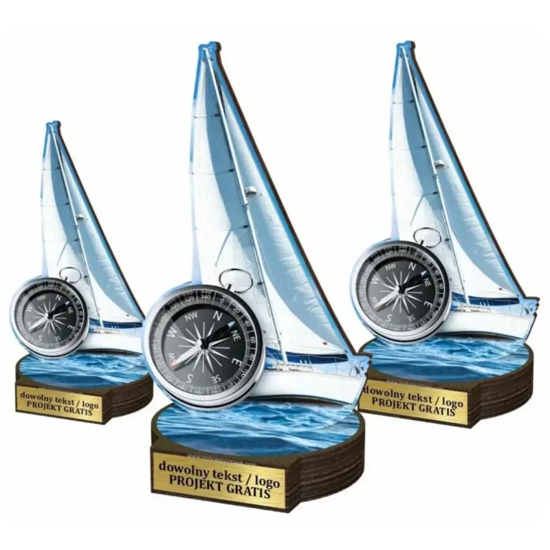 Komplet statuetek z drewna ŻEGLARSTWO 30-25-22cm Komplet statuetek z drewna ŻEGLARSTWO 30-25-22cm