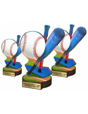 Komplet statuetek z drewna BASEBALL 30-25-22cm