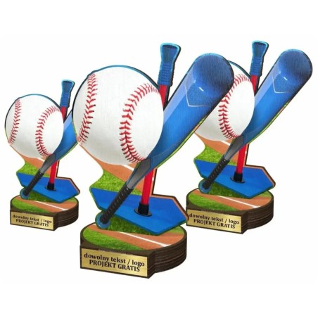 Komplet statuetek z drewna BASEBALL 30-25-22cm