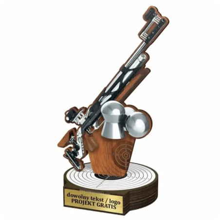 Komplet statuetek z drewna STRZELECTWO Precyzyjne 30-25-22cm