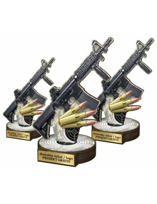 Komplet statuetek z drewna STRZELECTWO Karabin 30-25-22cm