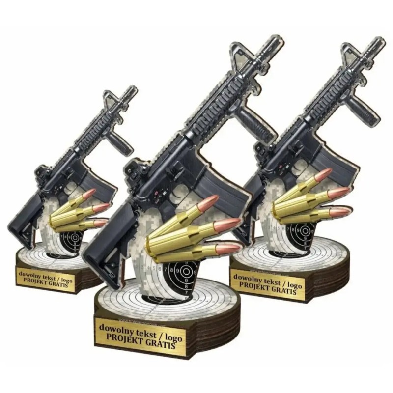 Komplet statuetek z drewna STRZELECTWO Karabin 30-25-22cm Komplet statuetek z drewna STRZELECTWO Karabin 30-25-22cm