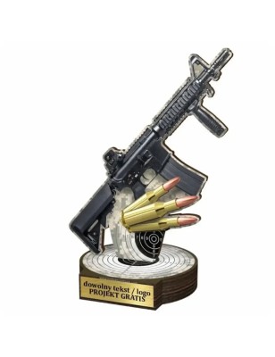 Komplet statuetek z drewna STRZELECTWO Karabin 30-25-22cm