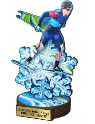 Komplet statuetek z drewna BIEGI NARCIARSKIE 30-25-22cm