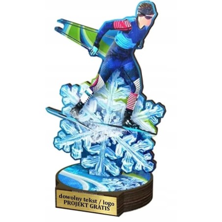Komplet statuetek z drewna BIEGI NARCIARSKIE 30-25-22cm