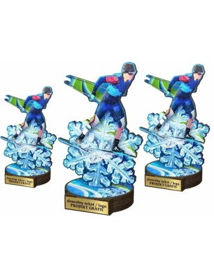 Komplet statuetek z drewna BIEGI NARCIARSKIE 30-25-22cm
