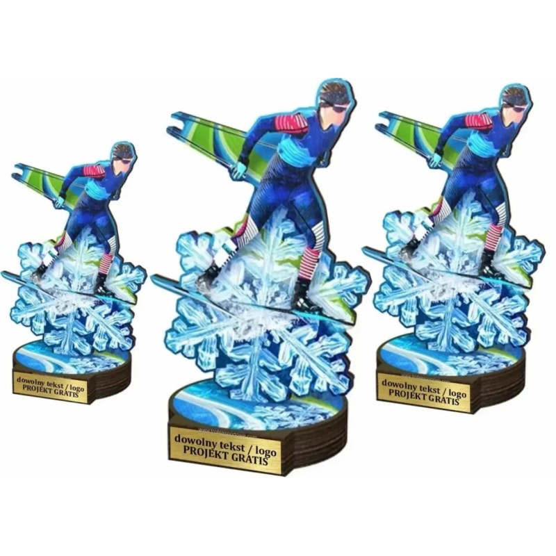Komplet statuetek z drewna BIEGI NARCIARSKIE 30-25-22cm Komplet statuetek z drewna BIEGI NARCIARSKIE 30-25-22cm