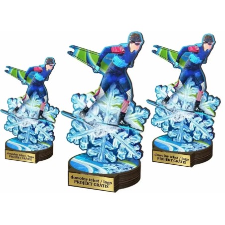 Komplet statuetek z drewna BIEGI NARCIARSKIE 30-25-22cm