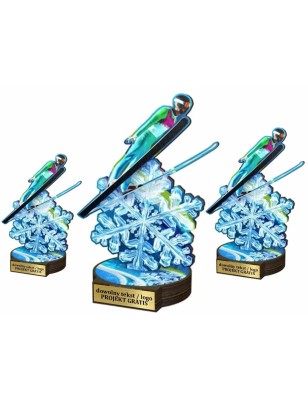 Komplet statuetek z drewna SKOKI NARCIARSKIE 30-25-22cm