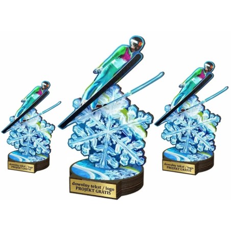 Komplet statuetek z drewna SKOKI NARCIARSKIE 30-25-22cm