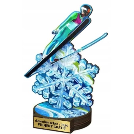 Komplet statuetek z drewna SKOKI NARCIARSKIE 30-25-22cm