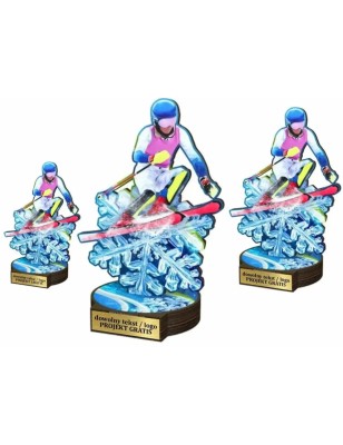 Komplet statuetek z drewna NARCIARSTWO ALPEJSKIE 30-25-22cm
