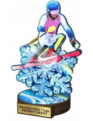 Komplet statuetek z drewna NARCIARSTWO ALPEJSKIE 30-25-22cm