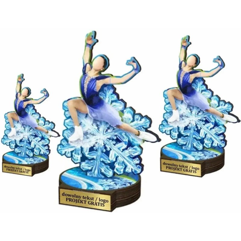 Komplet statuetek z drewna ŁYŻWIARSTWO FIGUROWE 30-25-22cm Komplet statuetek z drewna ŁYŻWIARSTWO FIGUROWE 30-25-22cm