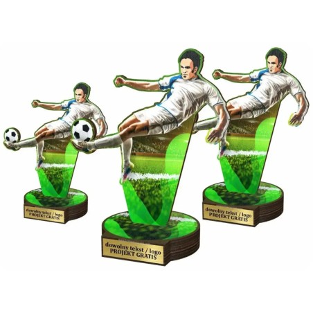 Komplet statuetek z drewna PIŁKA NOŻNA Napastnik 30-25-22cm