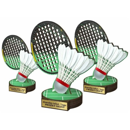 Komplet statuetek z drewna BADMINTON 30-25-22cm