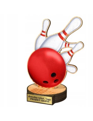 Komplet statuetek z drewna BOWLING Kręglarstwo 30-25-22cm