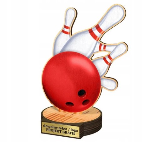 Komplet statuetek z drewna BOWLING Kręglarstwo 30-25-22cm