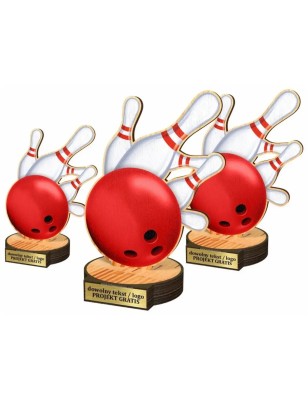 Komplet statuetek z drewna BOWLING Kręglarstwo 30-25-22cm