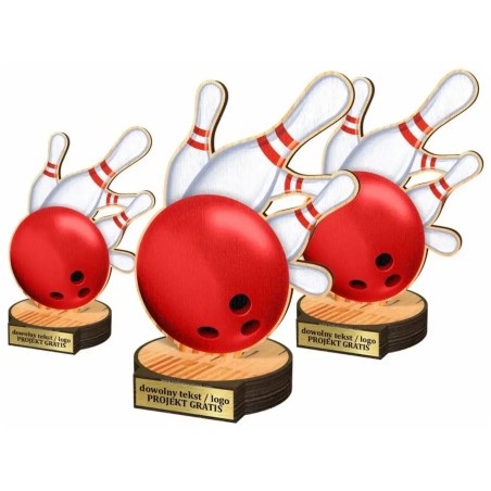Komplet statuetek z drewna BOWLING Kręglarstwo 30-25-22cm