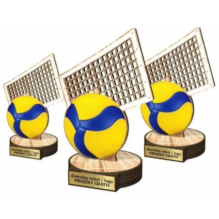 Komplet statuetek z drewna SIATKÓWKA 30-25-22cm