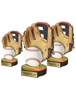 Komplet statuetek z drewna BASEBALL 30-25-22cm