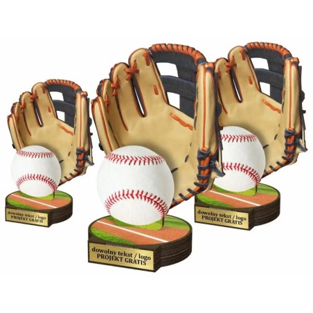 Komplet statuetek z drewna BASEBALL 30-25-22cm