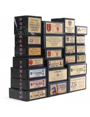 Kolorowy komplet statuetek drewnianych z tabliczkami BASEBALL