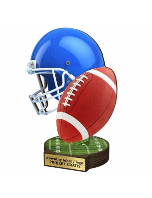 Komplet statuetek z drewna FUTBOL AMERYKAŃSKI 30-25-22cm