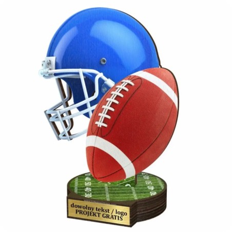 Komplet statuetek z drewna FUTBOL AMERYKAŃSKI 30-25-22cm