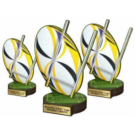 Komplet statuetek z drewna RUGBY 30-25-22cm
