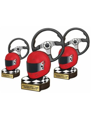 Komplet statuetek z drewna MOTOSPORT Wyścigi Rajdy 30-25-22cm