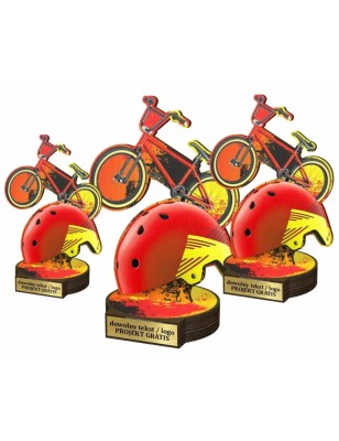 Komplet statuetek z drewna KOLARSTWO Wyczynowe BMX 30-25-22cm