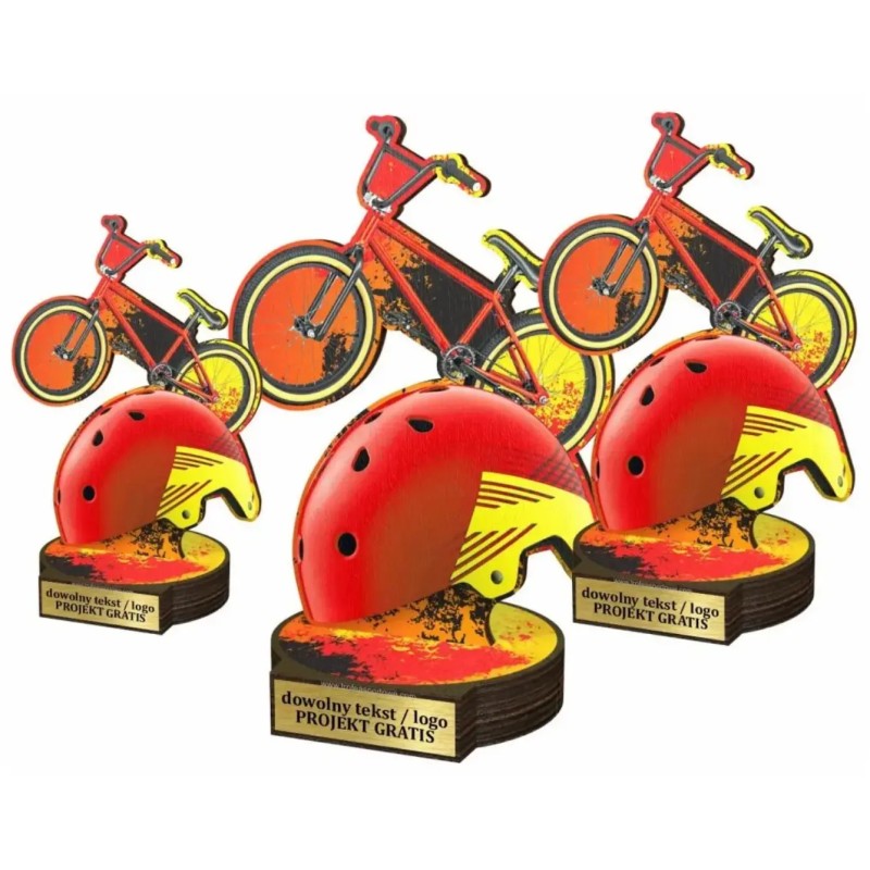 Komplet statuetek z drewna KOLARSTWO Wyczynowe BMX 30-25-22cm Komplet statuetek z drewna KOLARSTWO Wyczynowe BMX 30-25-22cm