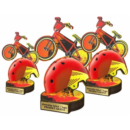 Komplet statuetek z drewna KOLARSTWO Wyczynowe BMX 30-25-22cm