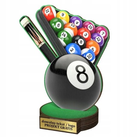 Komplet statuetek z drewna BILARD Snooker 30-25-22cm