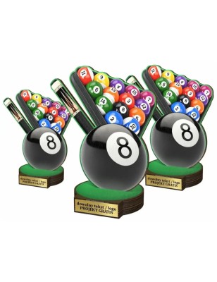 Komplet statuetek z drewna BILARD Snooker 30-25-22cm